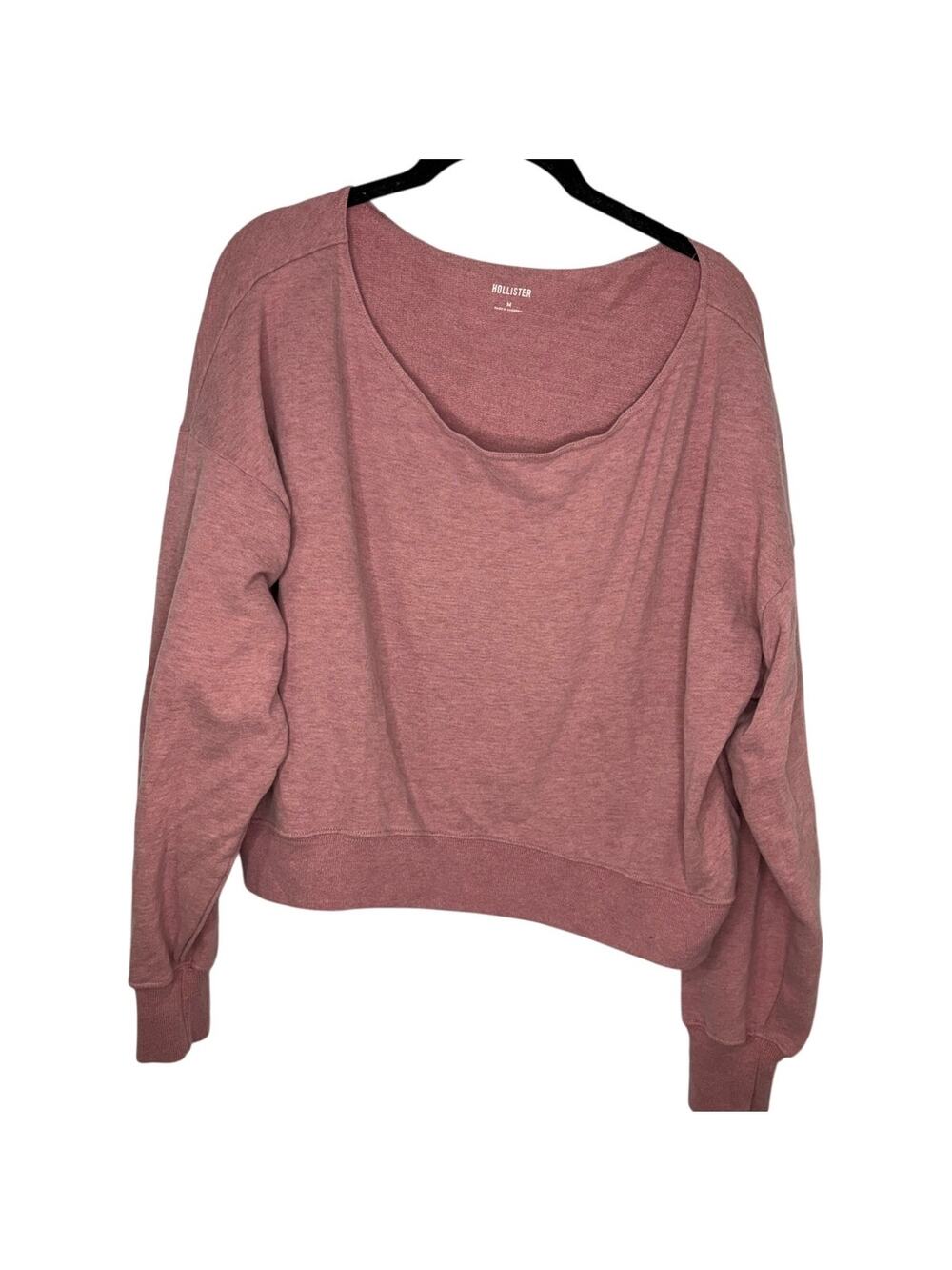 Hollister Scoop Neck Off Shoulder Cropped Sweatshirt Size Medium Pink Mauve Soft